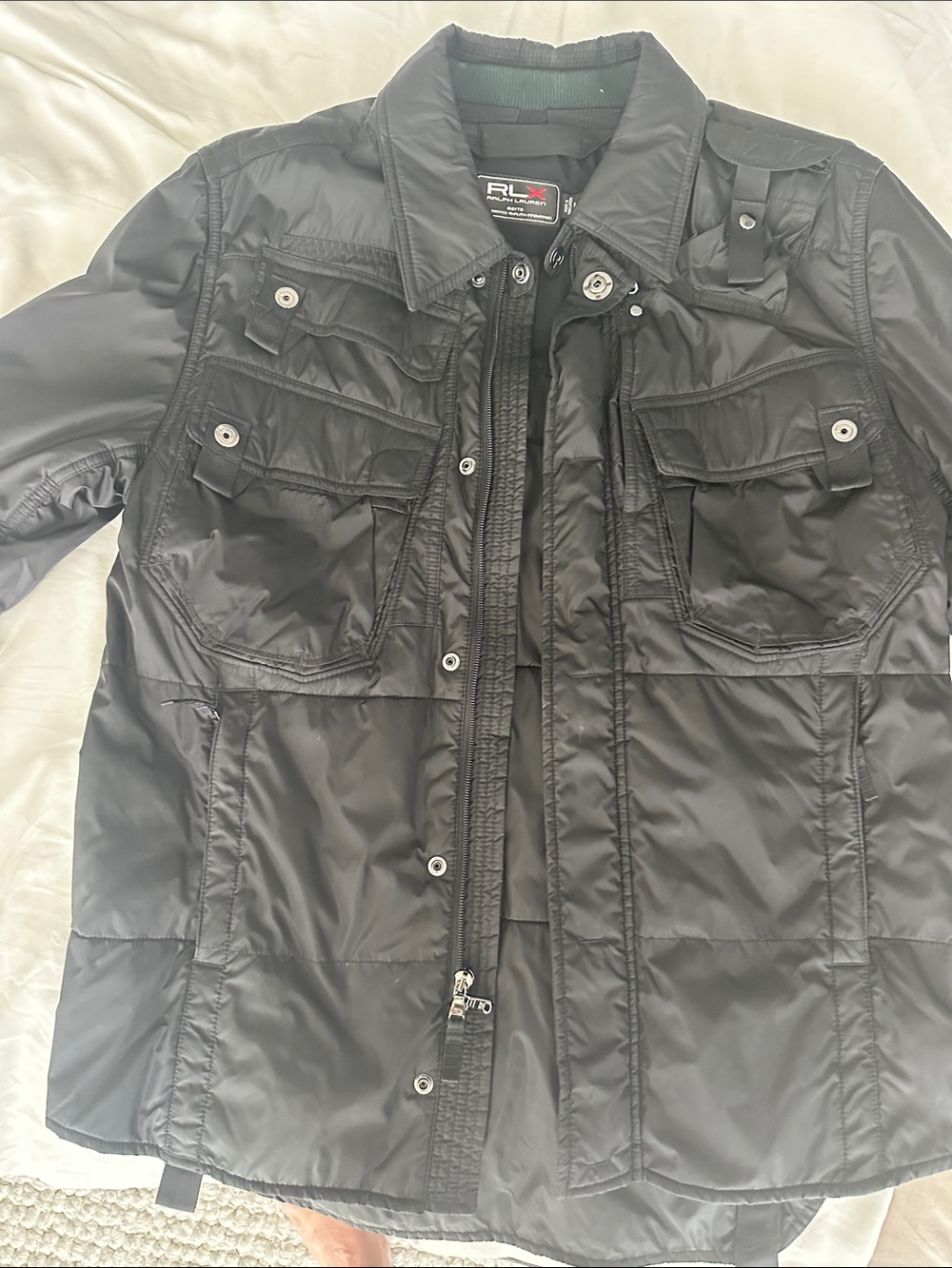 Ralph Lauren Black Embroidered Eagle & Dragon Quilted Jacket